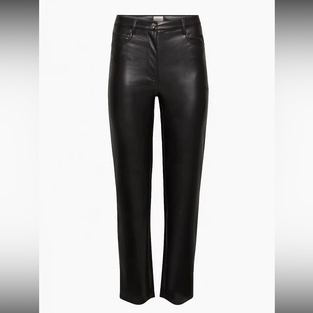 Aritzia Melina black leather pants size 4. Great condition. Wide leg